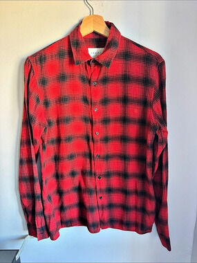 Sandro Checked Cotton-Flannel Shirt Plaid Red & Black
